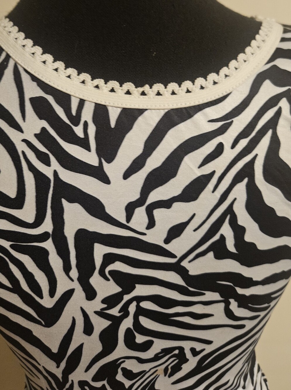 Y2K Zebra Embroidered Cropped Tank Top Black & White O-Mighty Style Streetwear S - Picture 5 of 7